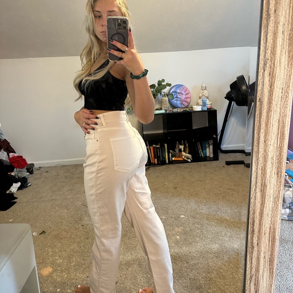 Straight leg cargo pants high waisted